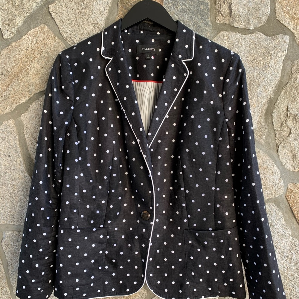 Talbots Black & White Polka Dot Blazer